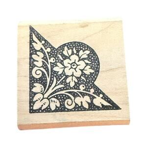 Bay Island Press Corner Floral Rubber Stamp